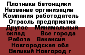 Плотники-бетонщики › Название организации ­ Компания-работодатель › Отрасль предприятия ­ Другое › Минимальный оклад ­ 1 - Все города Работа » Вакансии   . Новгородская обл.,Великий Новгород г.